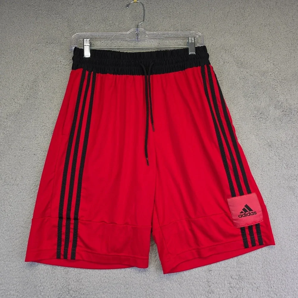 Adidas Basketball Club Shorts‎ Mens M Red Relaxed Baggy Three Stripes Sports
